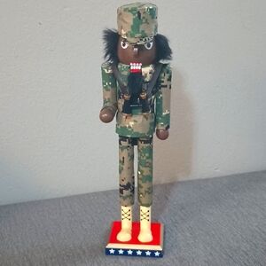 Camouflage African American/Black Marine Christmas Nutcracker